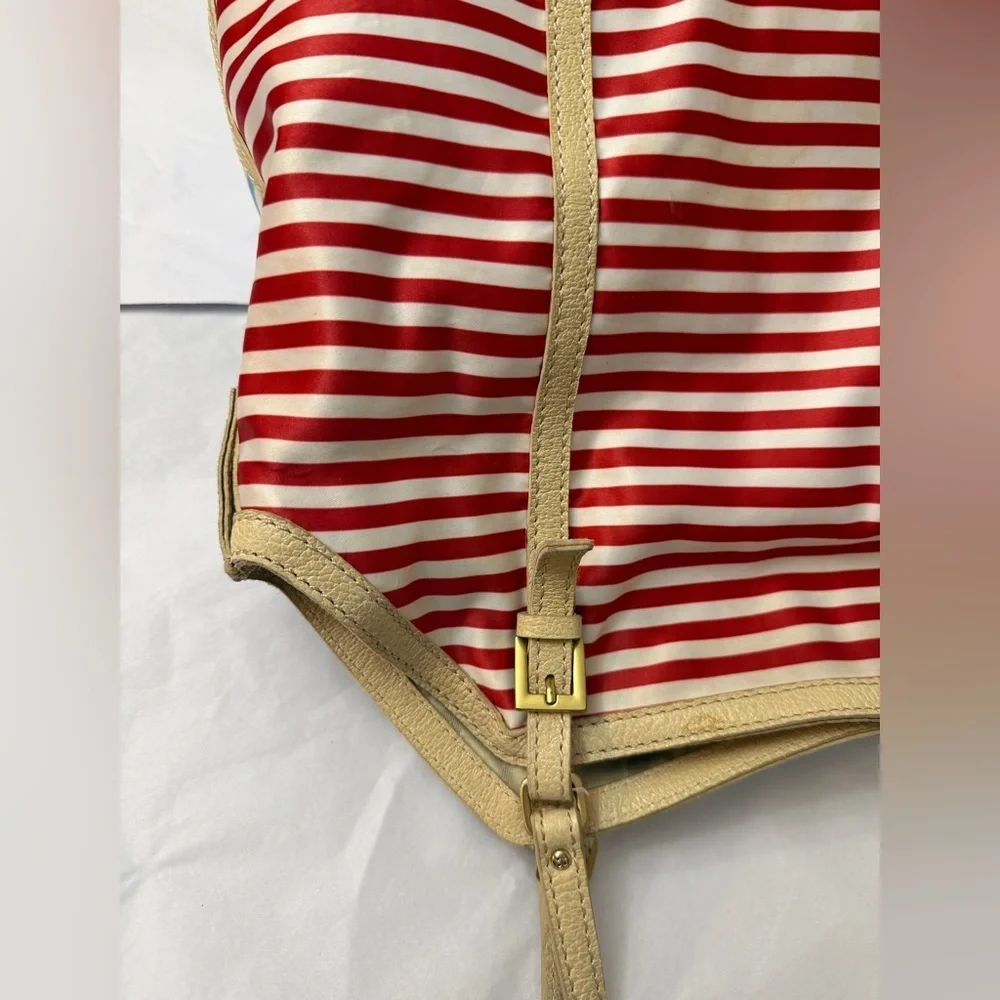 Kate Spade Red and Cream Striped Tote